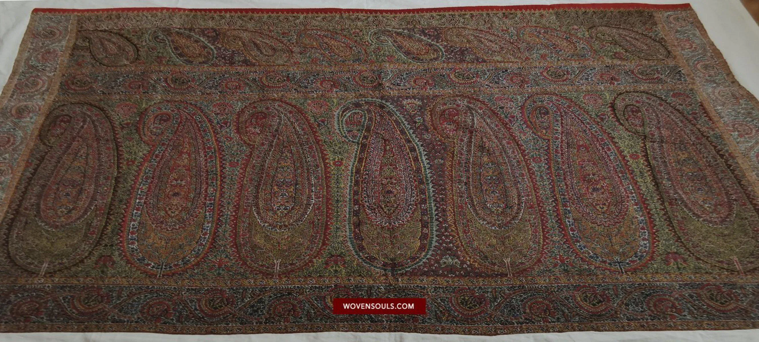 1394 SOLD - Stunning Antique Kashmir Pashmina Shawl Fragment