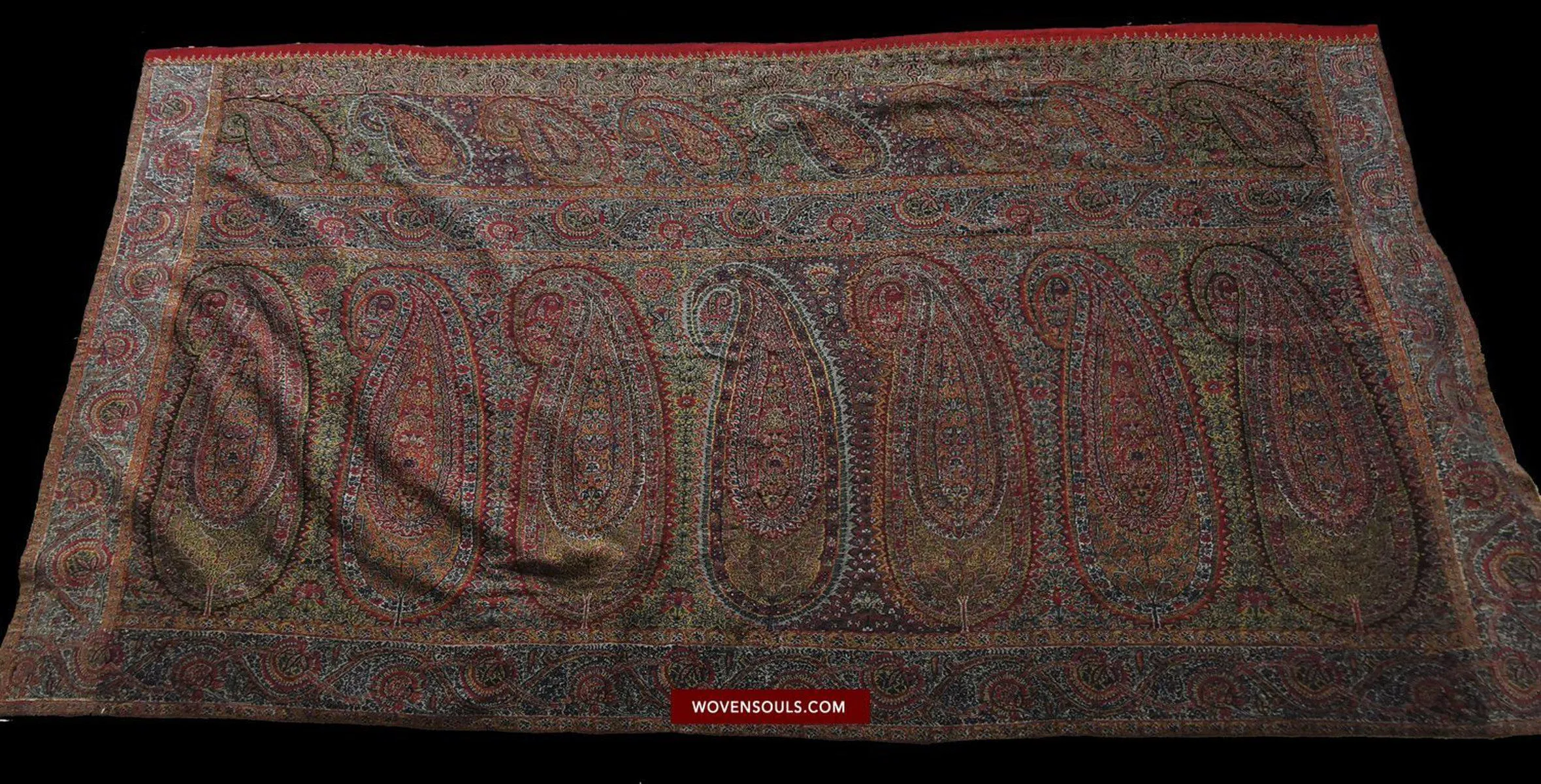 1394 SOLD - Stunning Antique Kashmir Pashmina Shawl Fragment