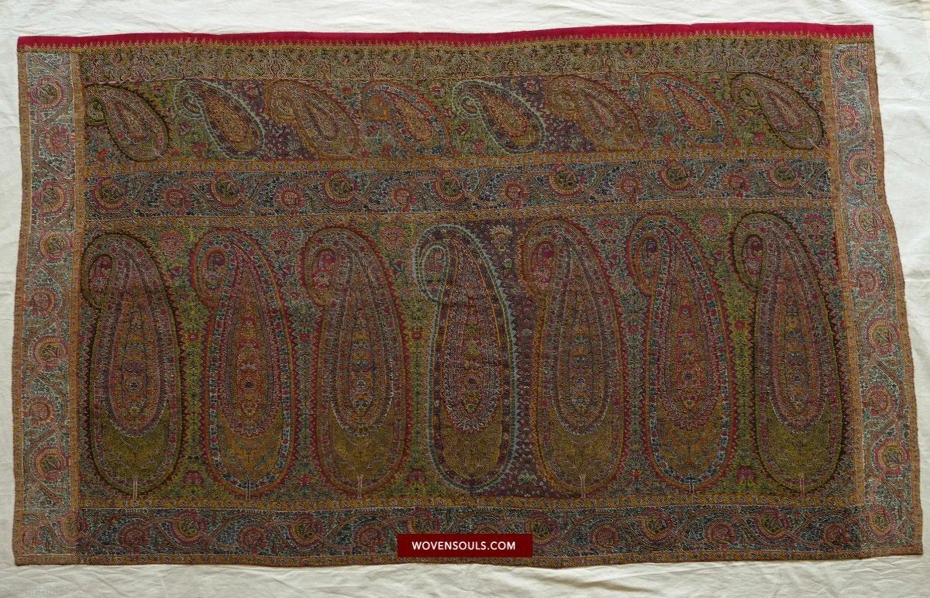 1394 SOLD - Stunning Antique Kashmir Pashmina Shawl Fragment