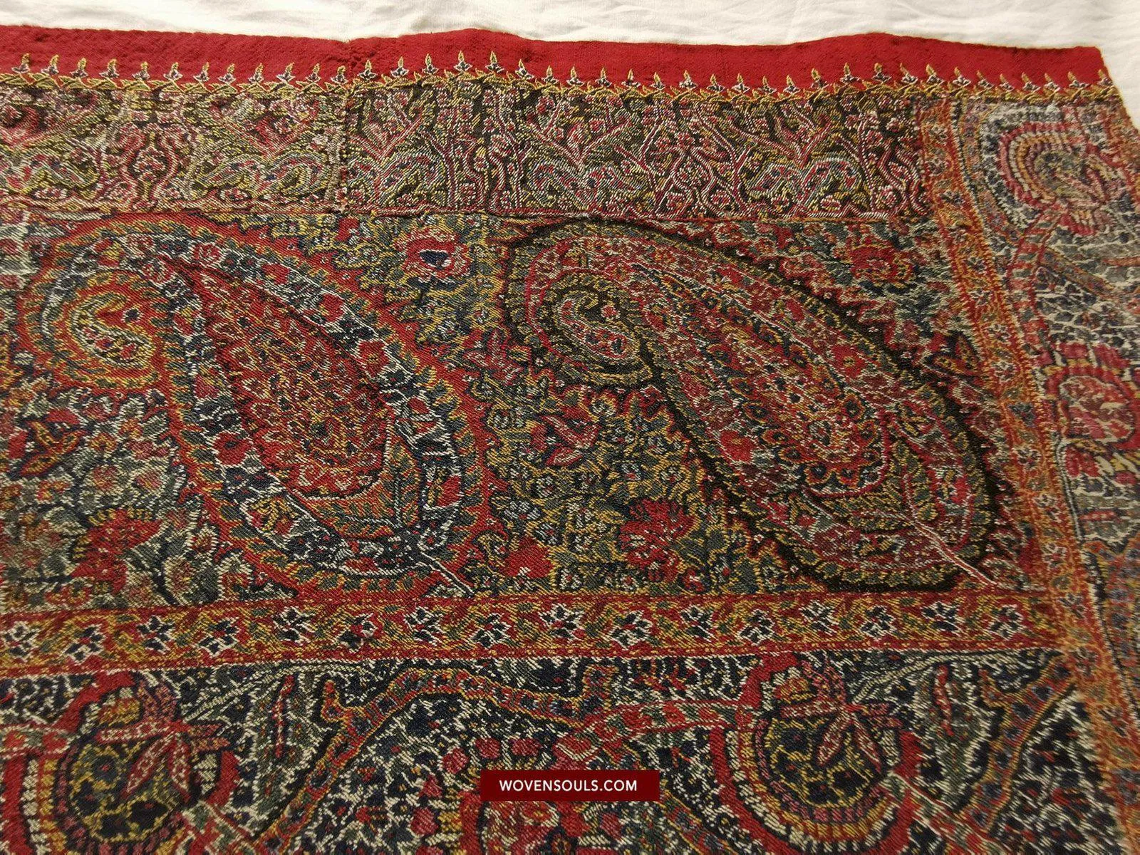 1394 SOLD - Stunning Antique Kashmir Pashmina Shawl Fragment