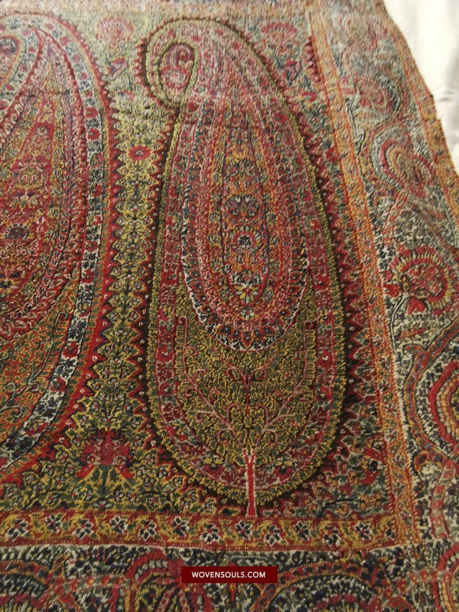 1394 SOLD - Stunning Antique Kashmir Pashmina Shawl Fragment