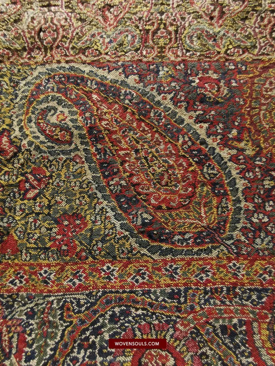 1394 SOLD - Stunning Antique Kashmir Pashmina Shawl Fragment