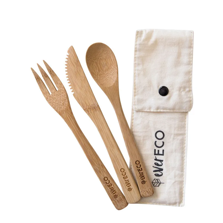 ***20% OFF***Ever Eco Bamboo Cutlery Set With Organic Cotton Pouch