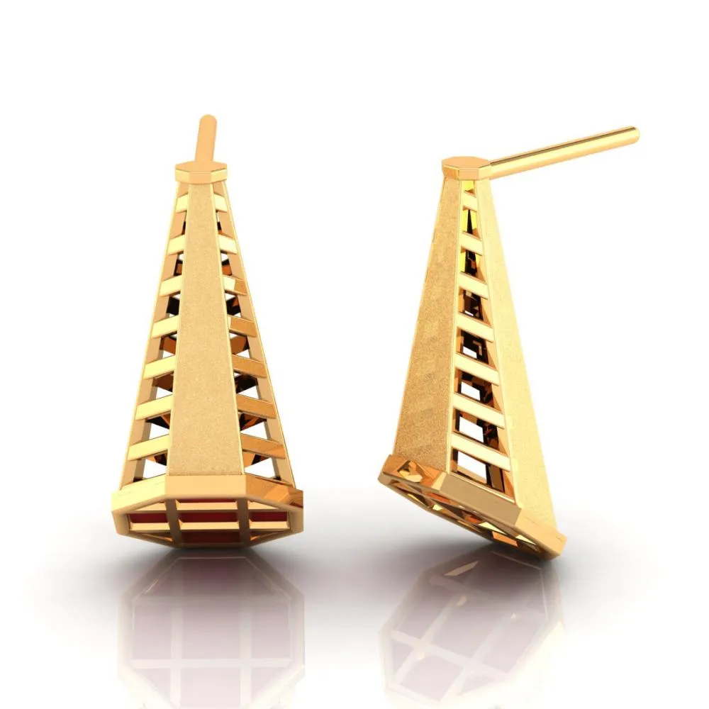 22k Gorgeous Reddish-pink Gold Conical Earrings