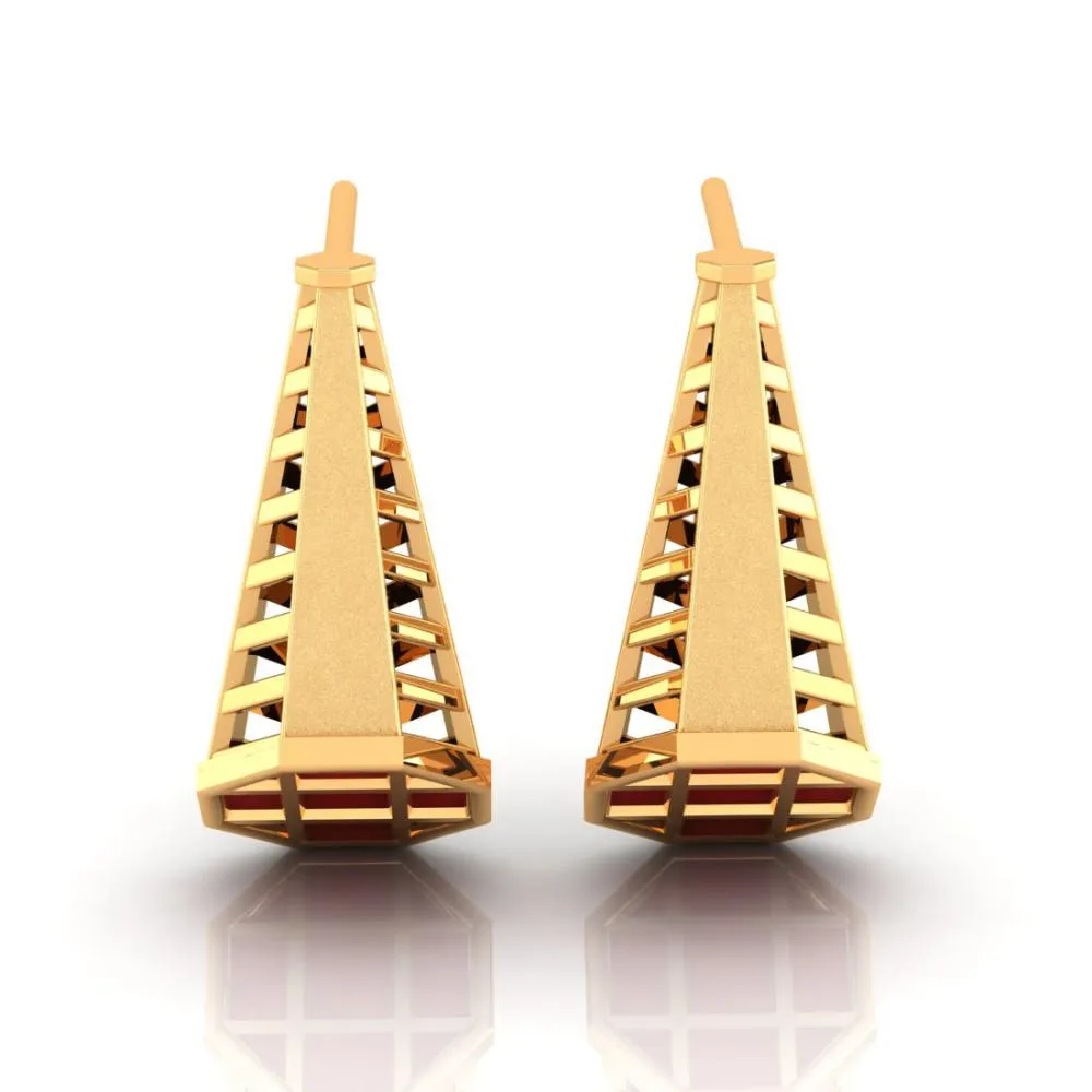 22k Gorgeous Reddish-pink Gold Conical Earrings