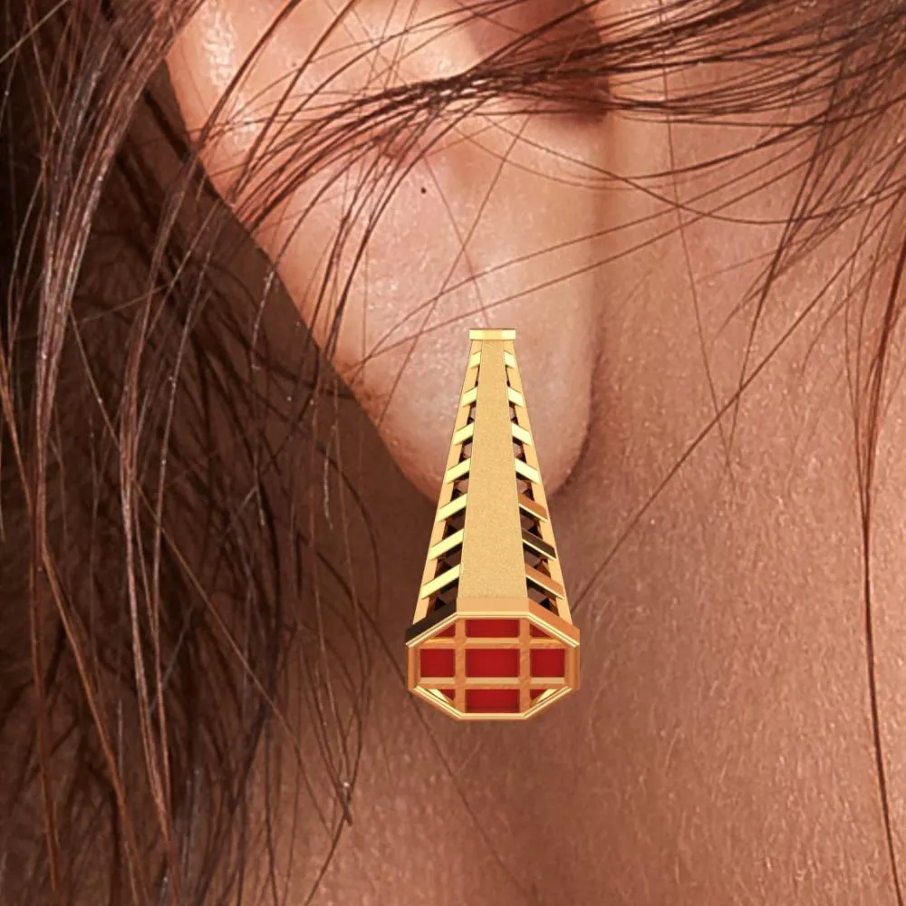 22k Gorgeous Reddish-pink Gold Conical Earrings