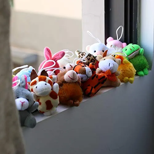 28 Piece Mini Plush Animal Toy Set, Cute Small Animals Plush Keychain Decoration for Themed Parties, Kindergarten Gift Giveaway, Teacher Student Award, Goody Bags Filler For Boys Girls Child Kid