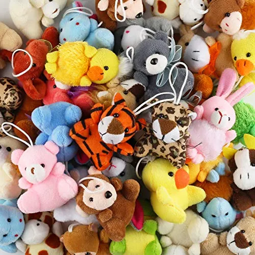 28 Piece Mini Plush Animal Toy Set, Cute Small Animals Plush Keychain Decoration for Themed Parties, Kindergarten Gift Giveaway, Teacher Student Award, Goody Bags Filler For Boys Girls Child Kid