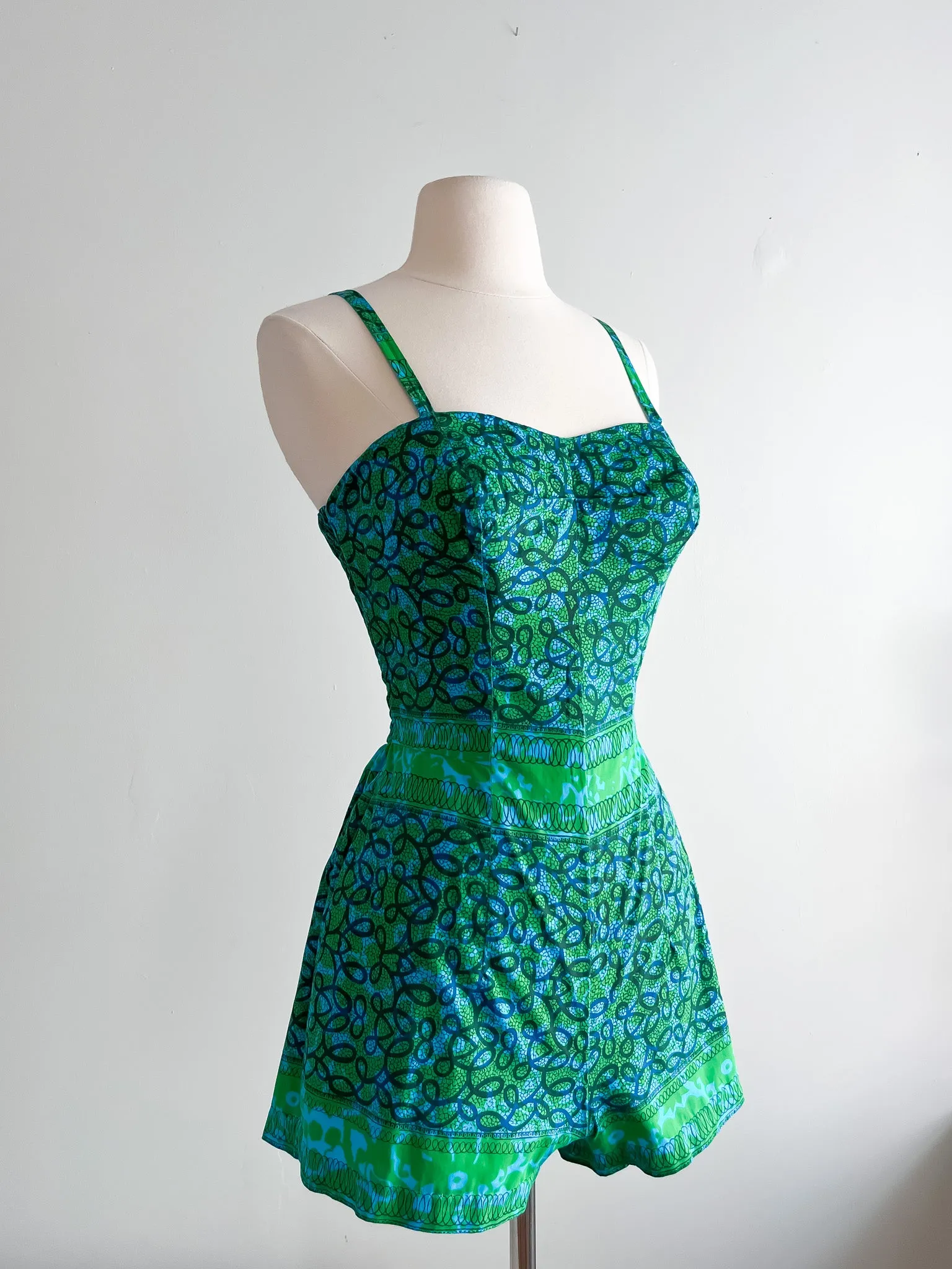 Absolutely Stunning 1950's RMR Teal Swimsuit Set / Sz S