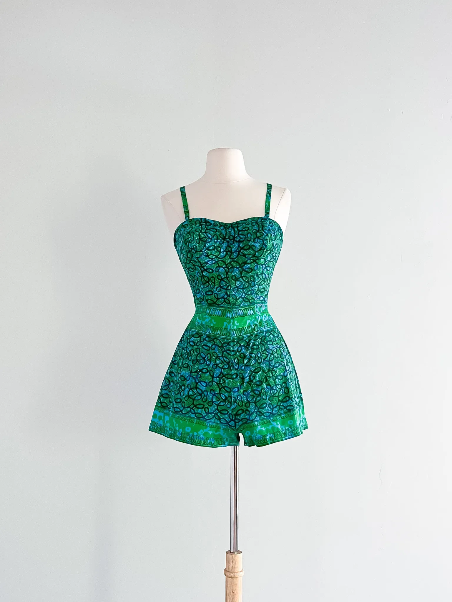 Absolutely Stunning 1950's RMR Teal Swimsuit Set / Sz S