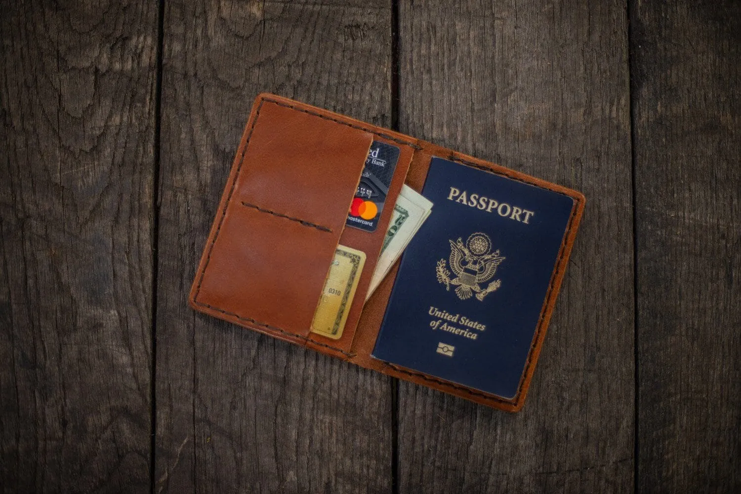 ADVENTURE LEATHER TRAVEL PASSPORT WALLET - IN STOCK