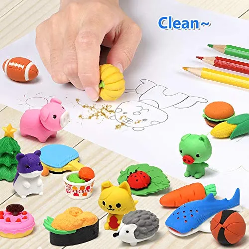 Animal Erasers for Kids 50 Pack Kids Eraser Bulk Pull Apart Erasers 3D Puzzle Erasers Classroom Rewards and Prizes Class Treasure Box Kids Party Favors Back to School Supplies Gift