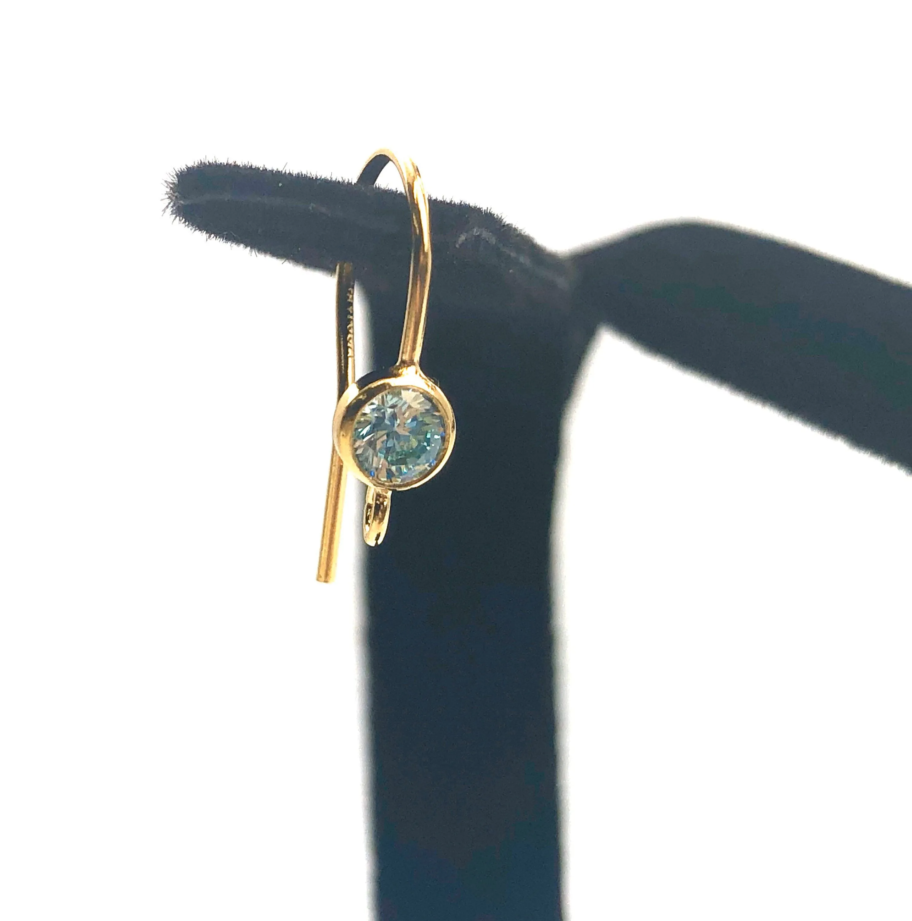 aquamarine cubic zirconia ,14KGF ear wire with ring , 14K gold fill , SKU# 4006425M3