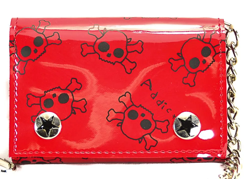 AssortedTri Fold Wallet With Black Skull Prints All Over