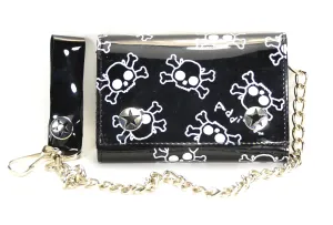 AssortedTri Fold Wallet With Black Skull Prints All Over