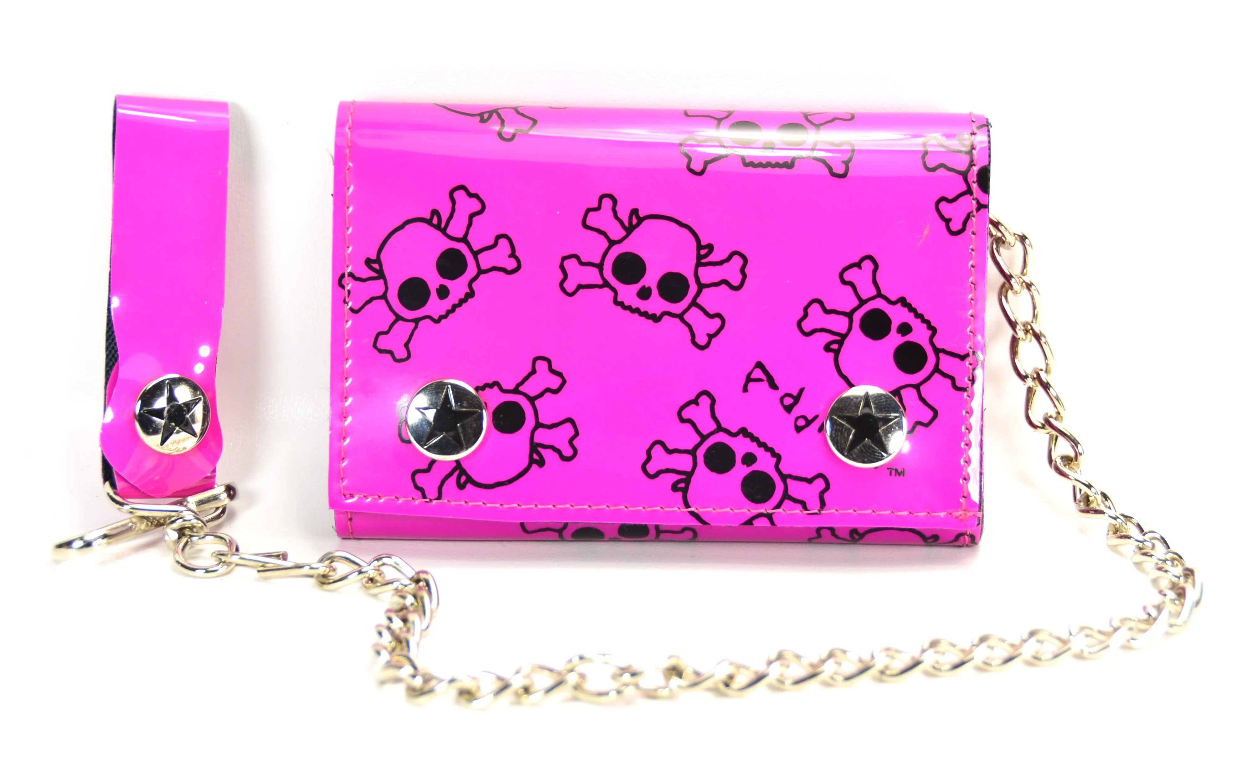 AssortedTri Fold Wallet With Black Skull Prints All Over