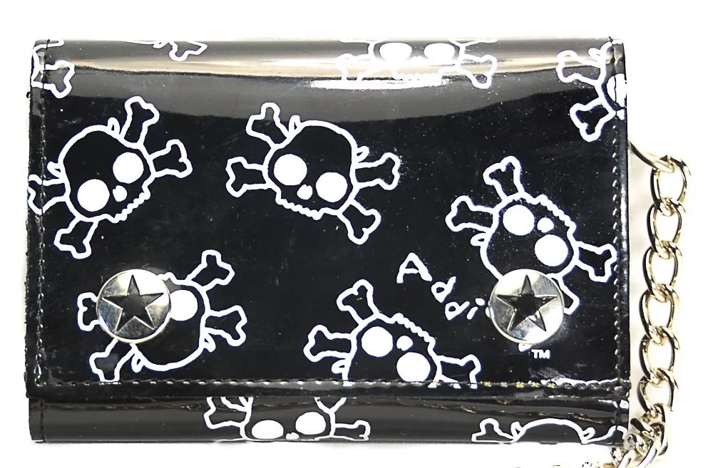 AssortedTri Fold Wallet With Black Skull Prints All Over