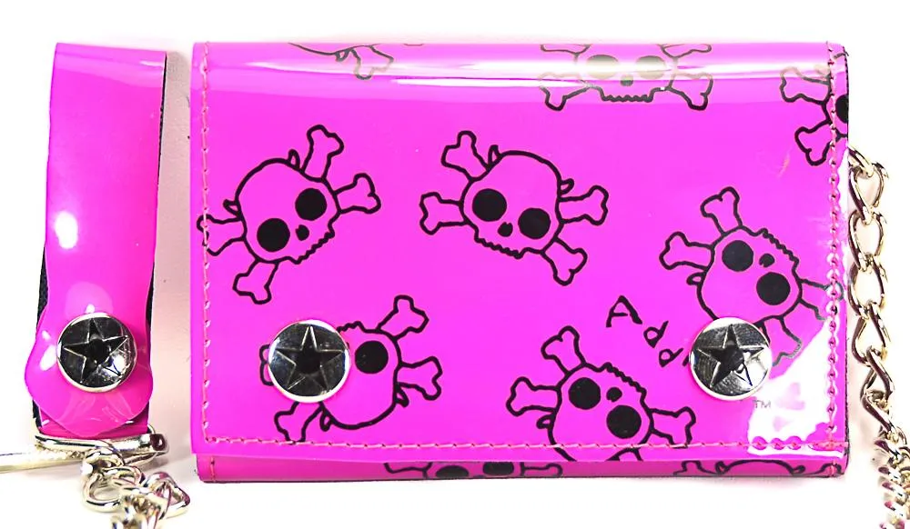 AssortedTri Fold Wallet With Black Skull Prints All Over