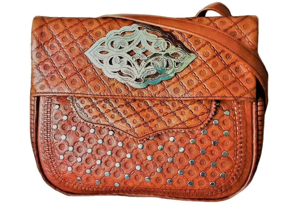 Berber Girl Leather Bag - Médaillon - Orange