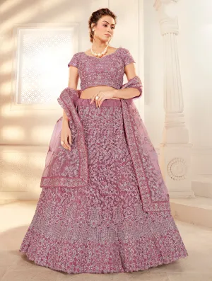 Bridal Mauve Pink Stunning Embroidered Lehenga Choli