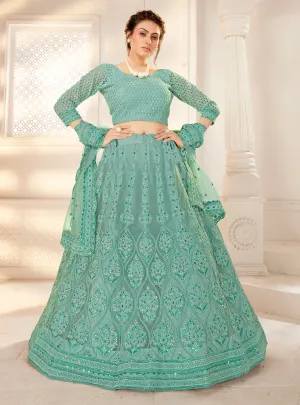 Bridal Sea Green Stunning Embroidered Lehenga Choli