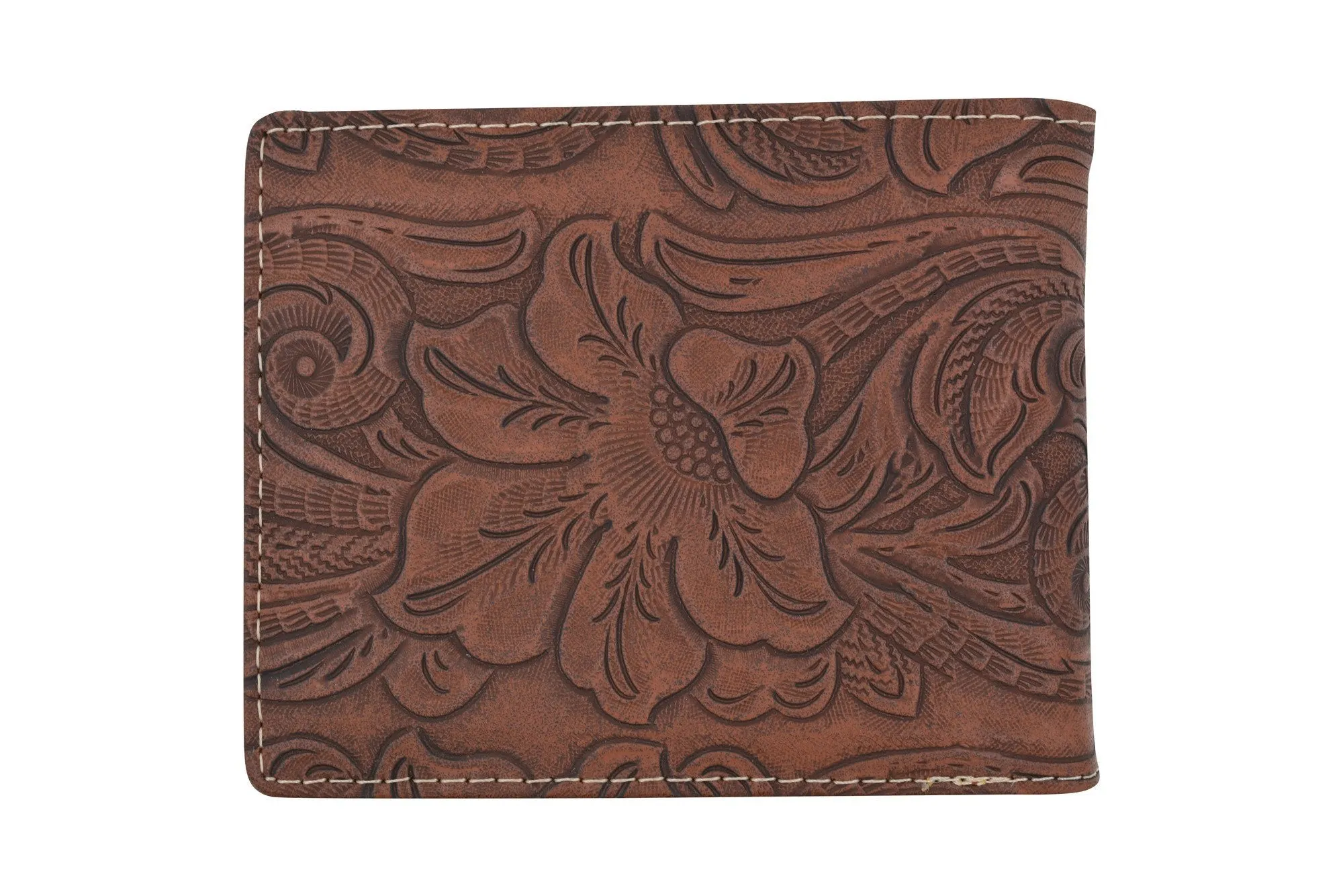 Brown Western Mens Deer Design Bifold Credit Card ID Holder Cowboy Style Wallet W070-38-BR (C)