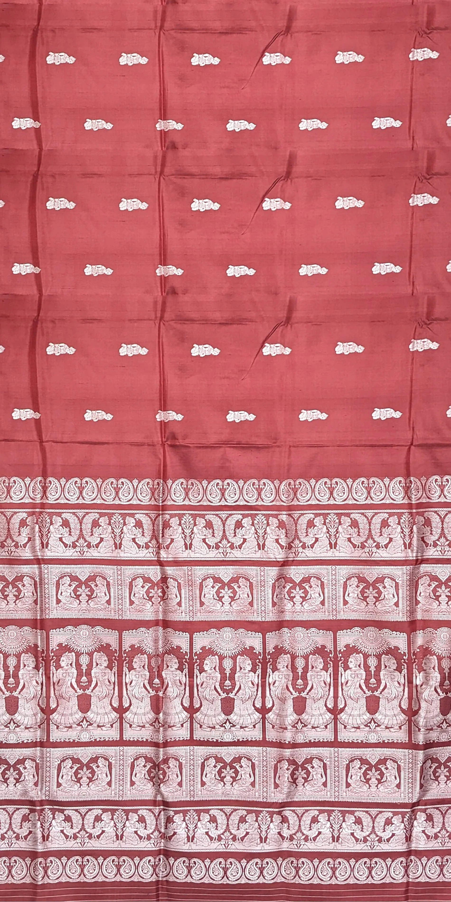 Burgundy Baluchari Saree with Gorgeous Pallav