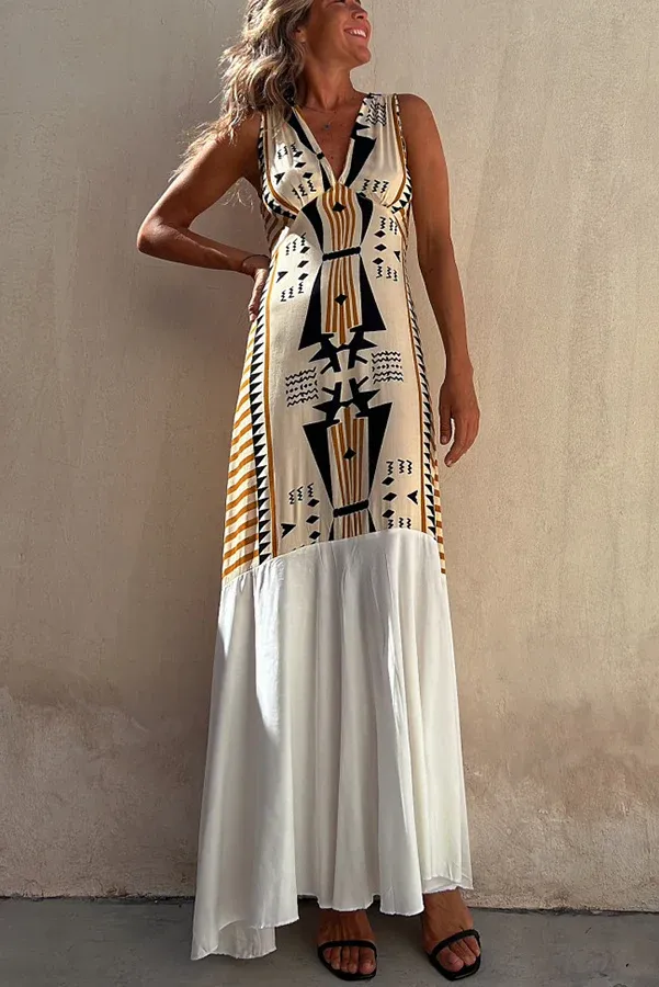 Cabo Dreams Ethnic Prints  A-line Maxi Dress