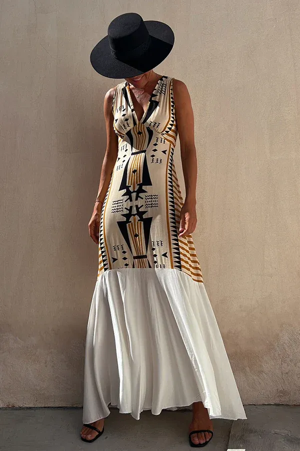 Cabo Dreams Ethnic Prints  A-line Maxi Dress