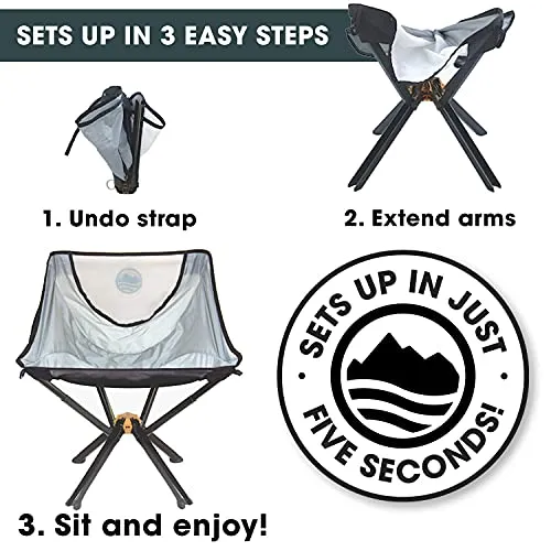 Camping Chairs, Sets up in 5 Seconds | Supports 300lbs | Aircraft Grade Aluminum