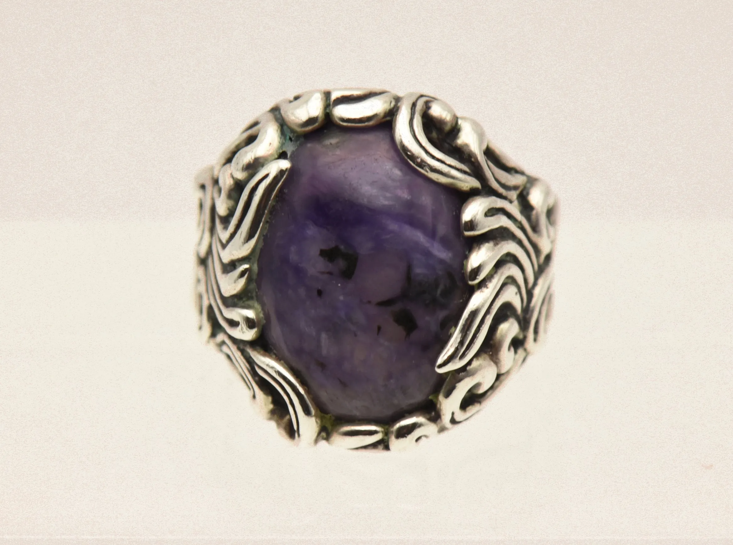 Carolyn Pollack - Stunning Vintage Charoite Sterling Silver Ring - Size 8