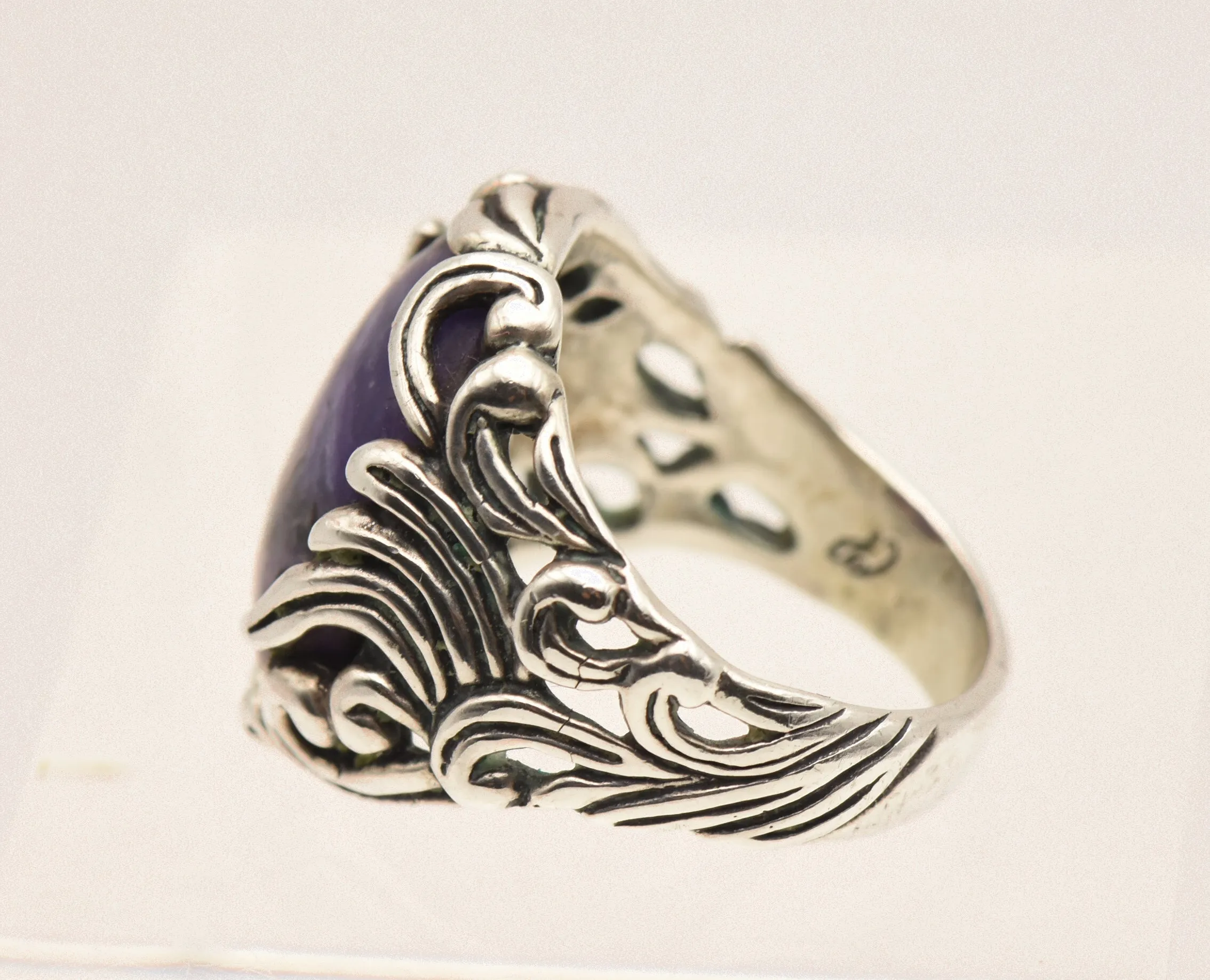 Carolyn Pollack - Stunning Vintage Charoite Sterling Silver Ring - Size 8