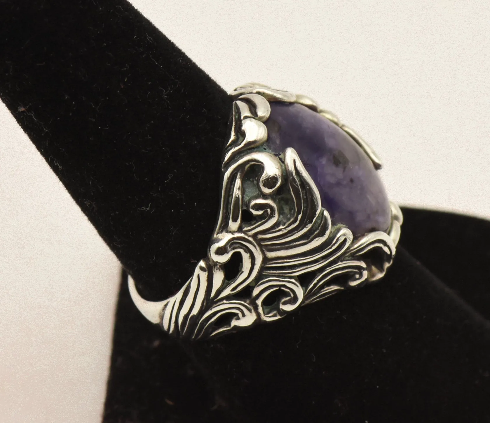 Carolyn Pollack - Stunning Vintage Charoite Sterling Silver Ring - Size 8