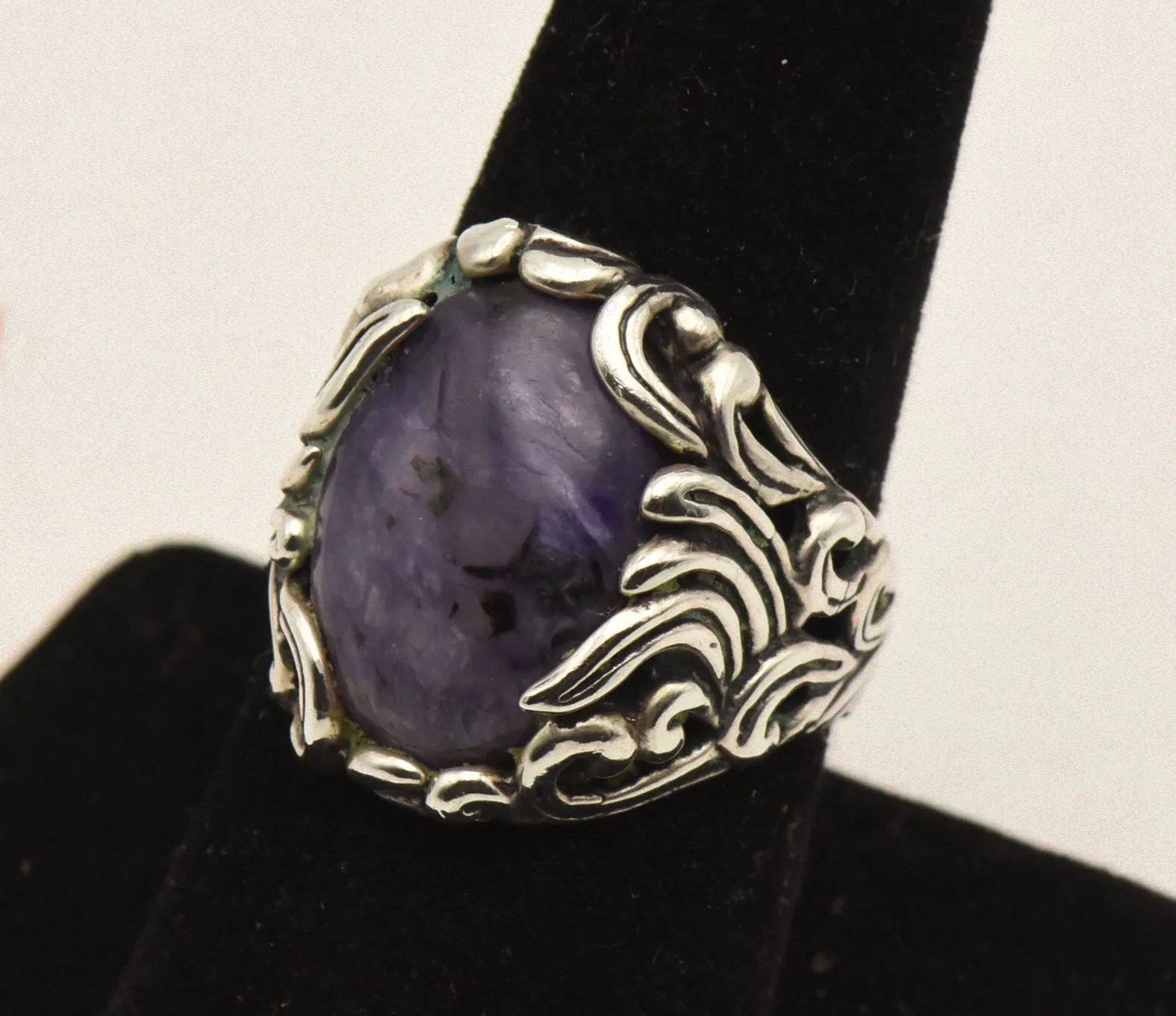 Carolyn Pollack - Stunning Vintage Charoite Sterling Silver Ring - Size 8