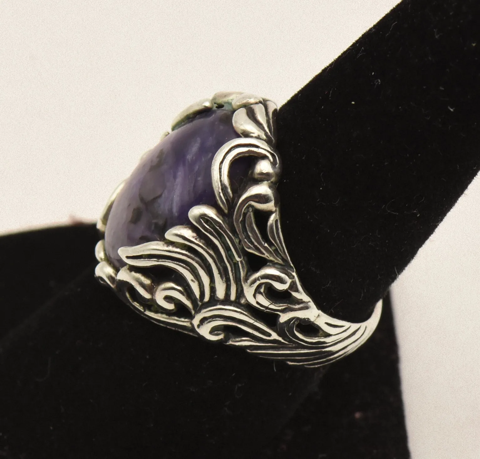 Carolyn Pollack - Stunning Vintage Charoite Sterling Silver Ring - Size 8