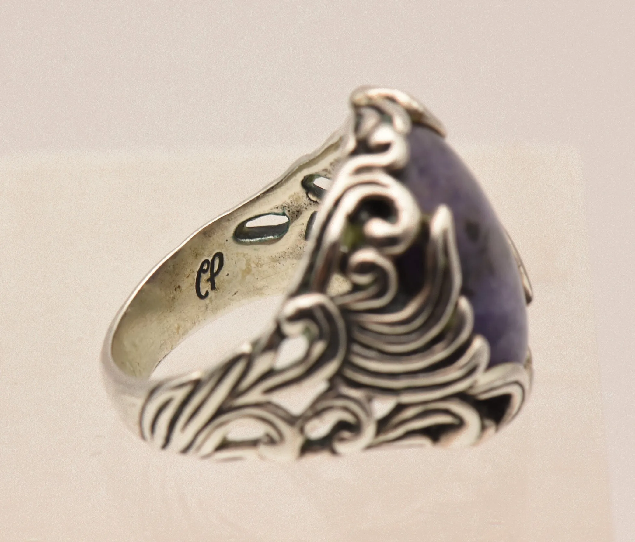 Carolyn Pollack - Stunning Vintage Charoite Sterling Silver Ring - Size 8