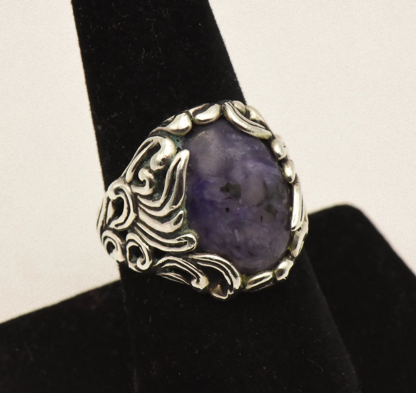 Carolyn Pollack - Stunning Vintage Charoite Sterling Silver Ring - Size 8