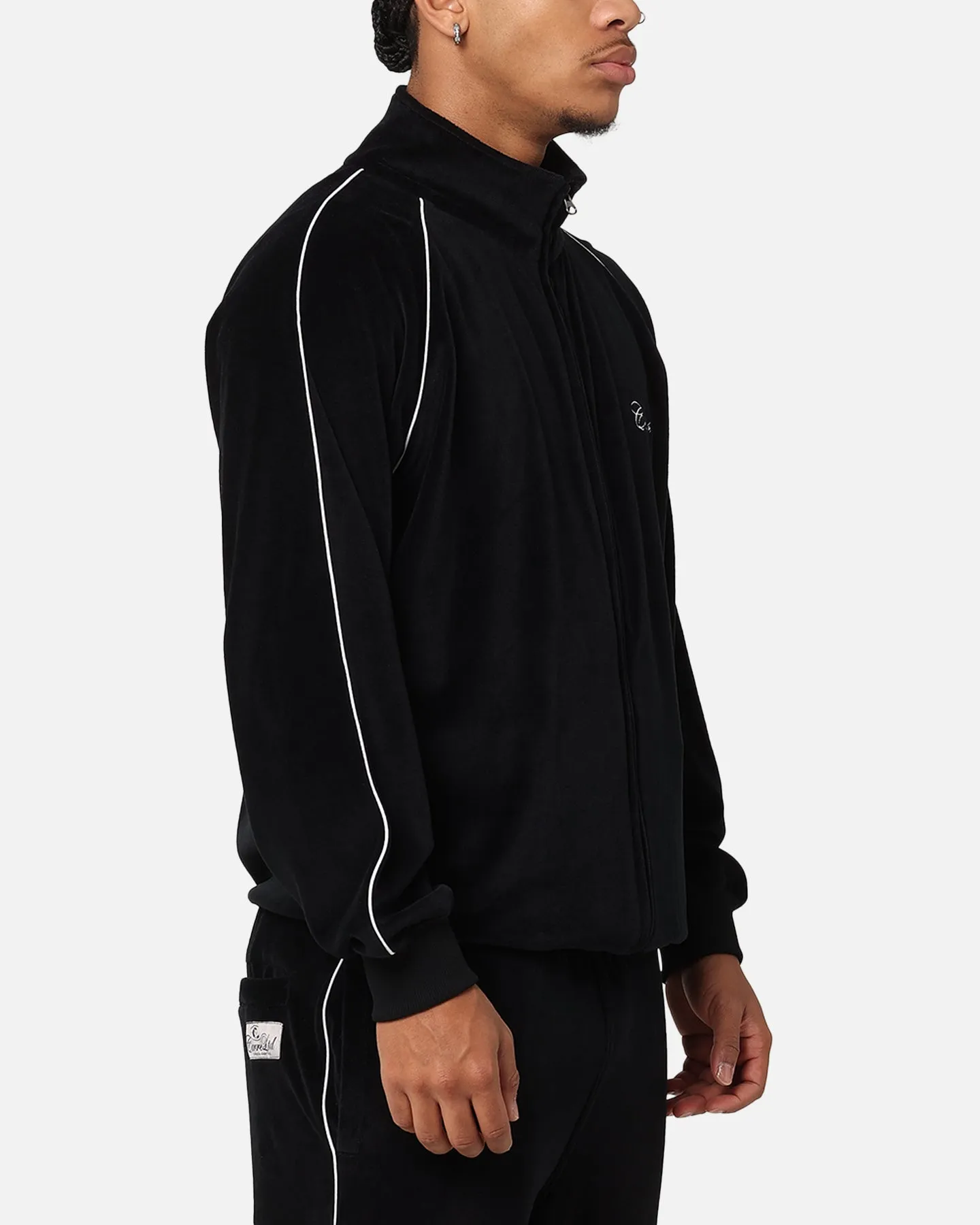 Carre Gorgeous Velour Track Jacket Black