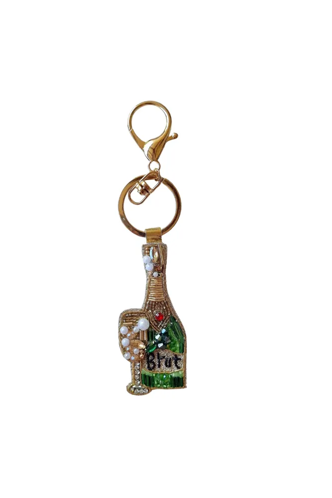 Champagne Bottle & Glass Keychain