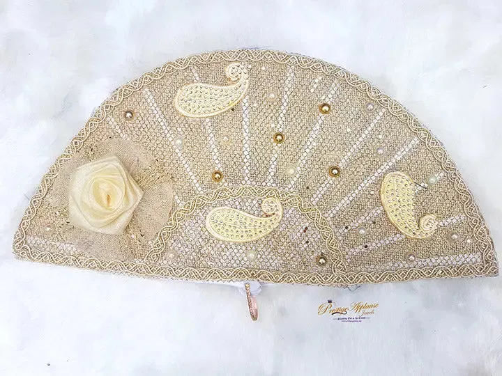 Champagne Gold Simple Bridal wedding African Traditional engagement hand fan