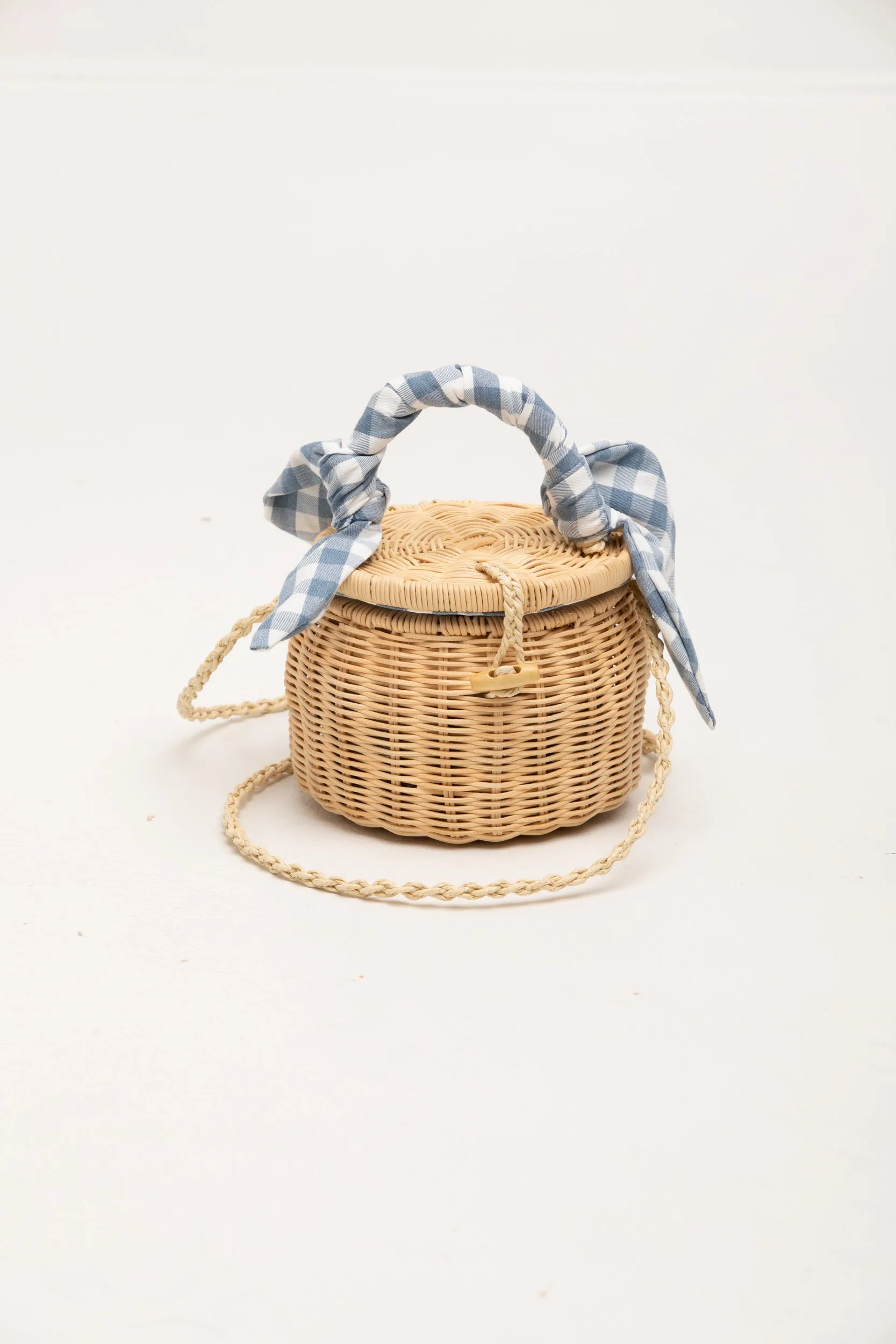 City Lights Collection-Picnic Wicker Hand Bag in Light Blue