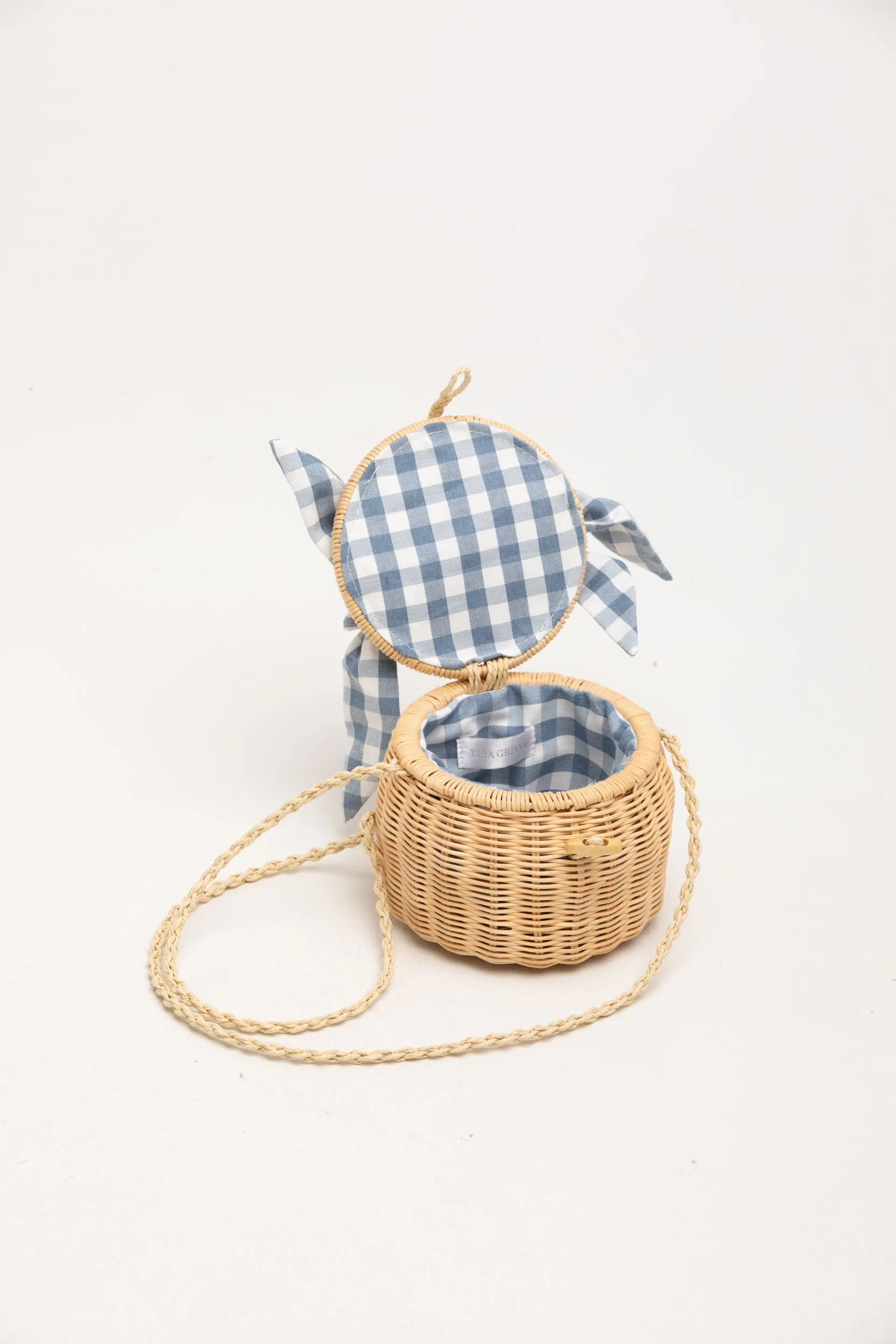 City Lights Collection-Picnic Wicker Hand Bag in Light Blue