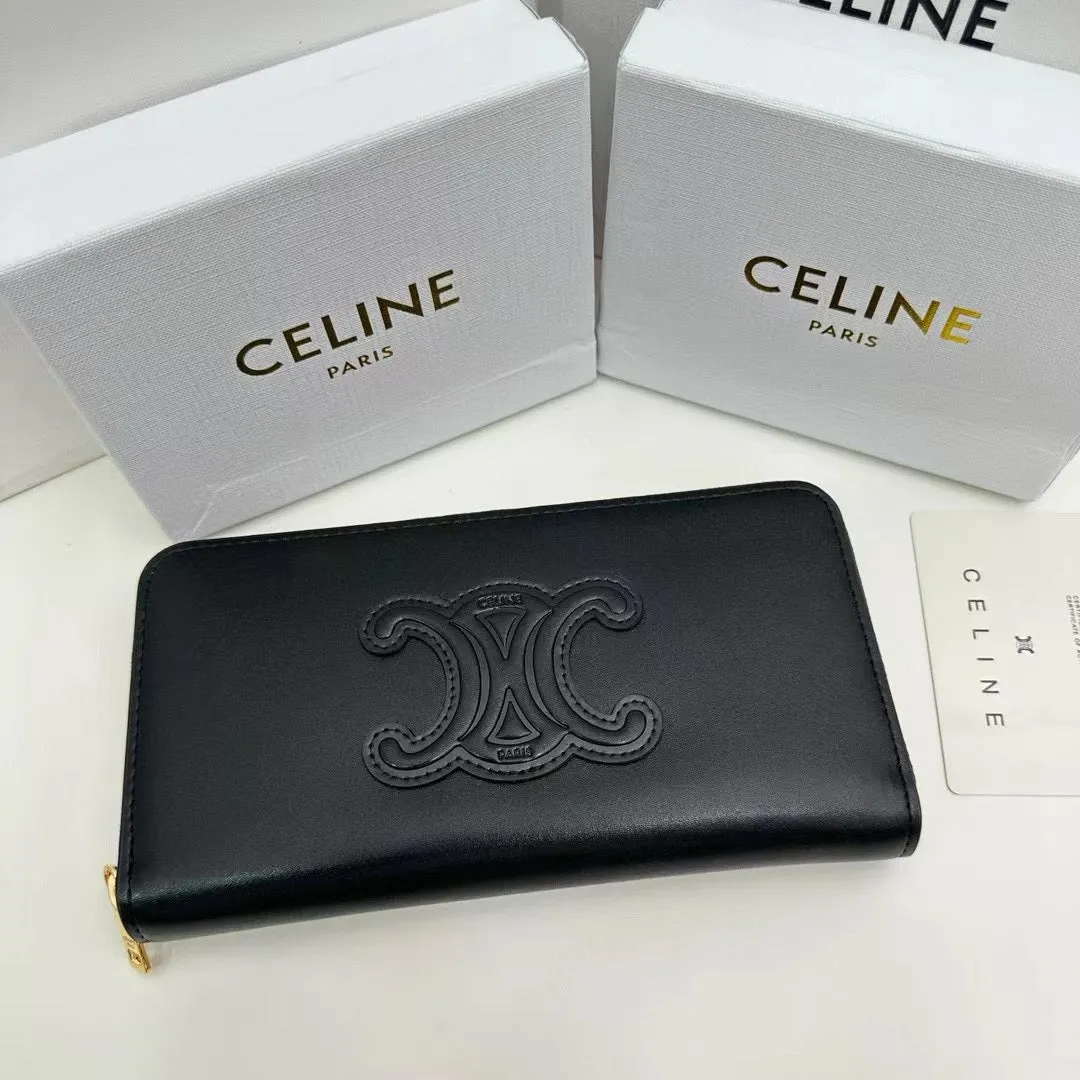 CL128 Large Zipped Wallet Cuir Triomphe / 7 x 4 x 1 IN