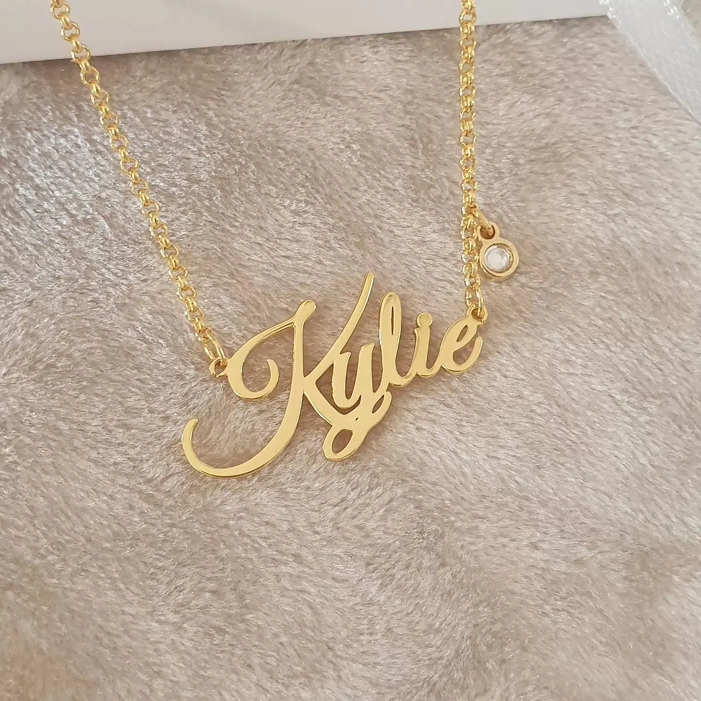 CNE800419G - Stunning Gold Plated 925 Sterling Silver Birthstone Name Necklace