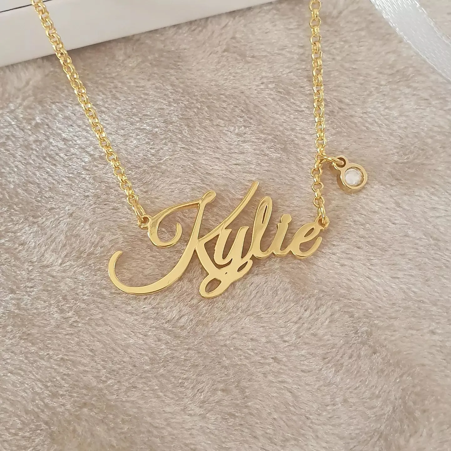 CNE800419G - Stunning Gold Plated 925 Sterling Silver Birthstone Name Necklace