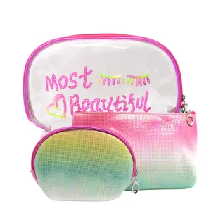 *Cosmetic Bag Set - 3 Pc Most Beautiful Sparkle Cosmetic Bag Set