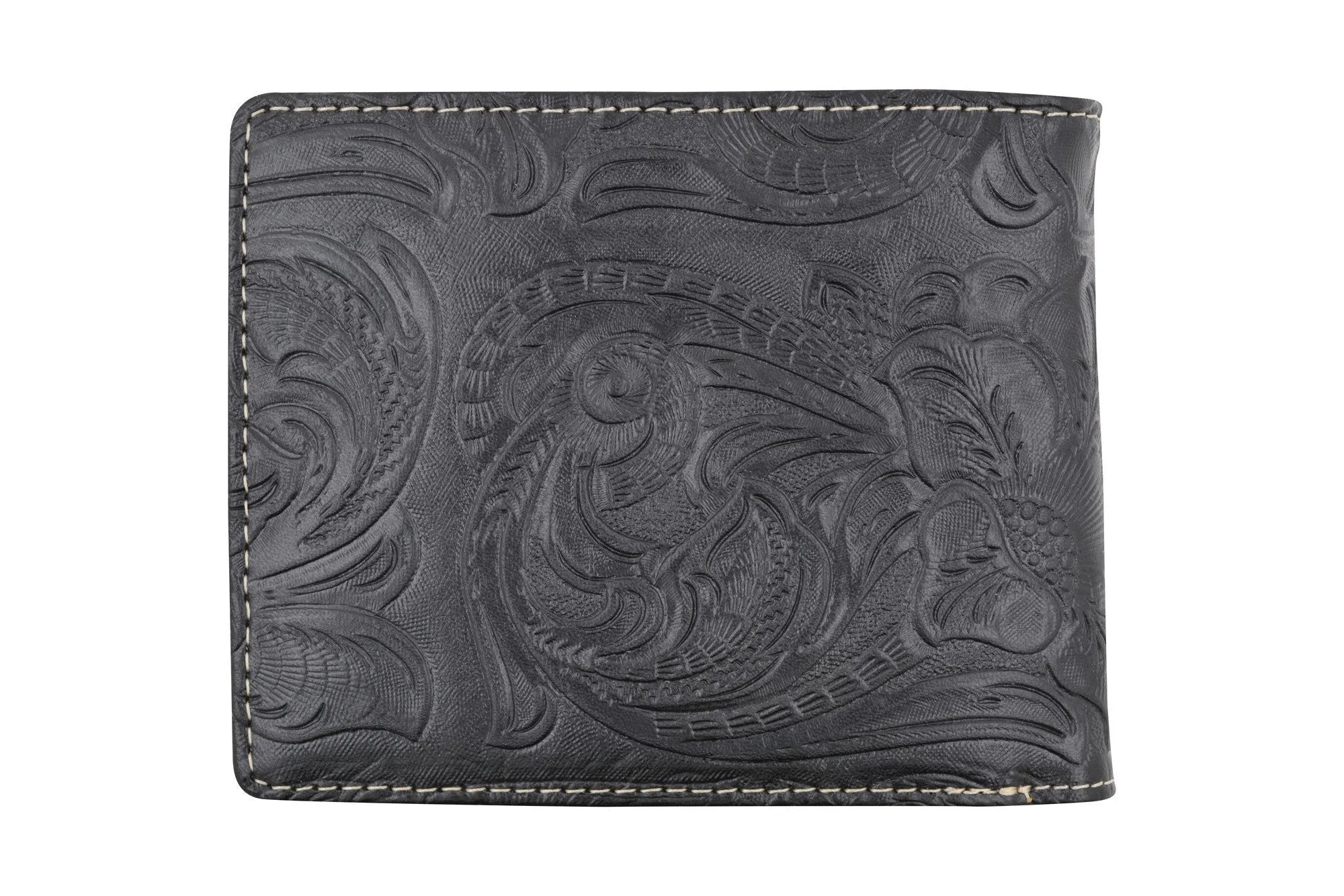 Cowboy Longhorn Design Mens Wallet Western Bifold Style Black W070-14-BK (C)