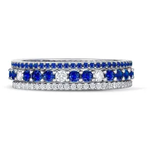 CRISLU Sapphire CZ  and Clear Stunning Stacks Ring Set