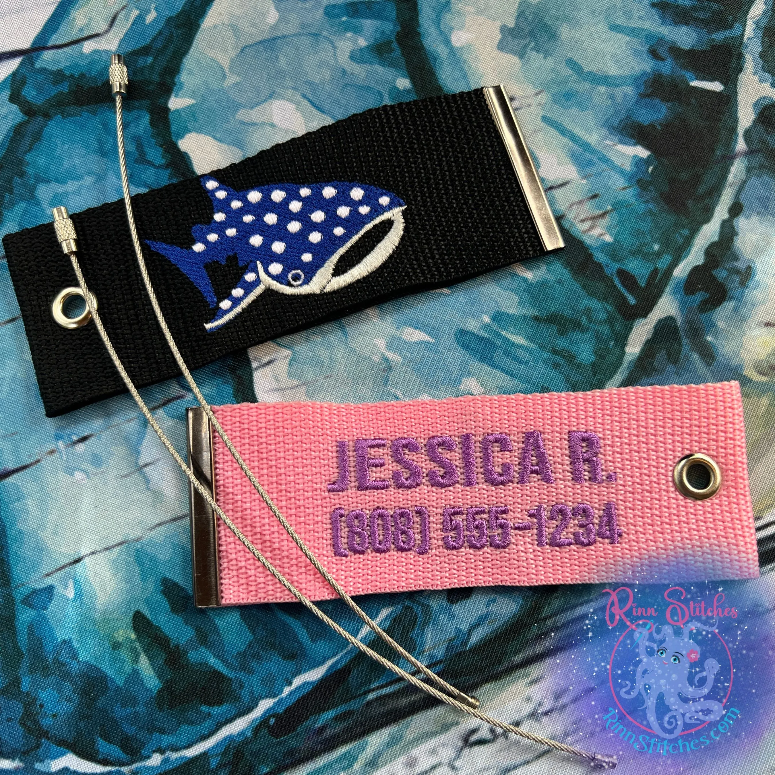 Dive Flag Octopus Luggage Tag, Personalized Embroidered Bag Tag