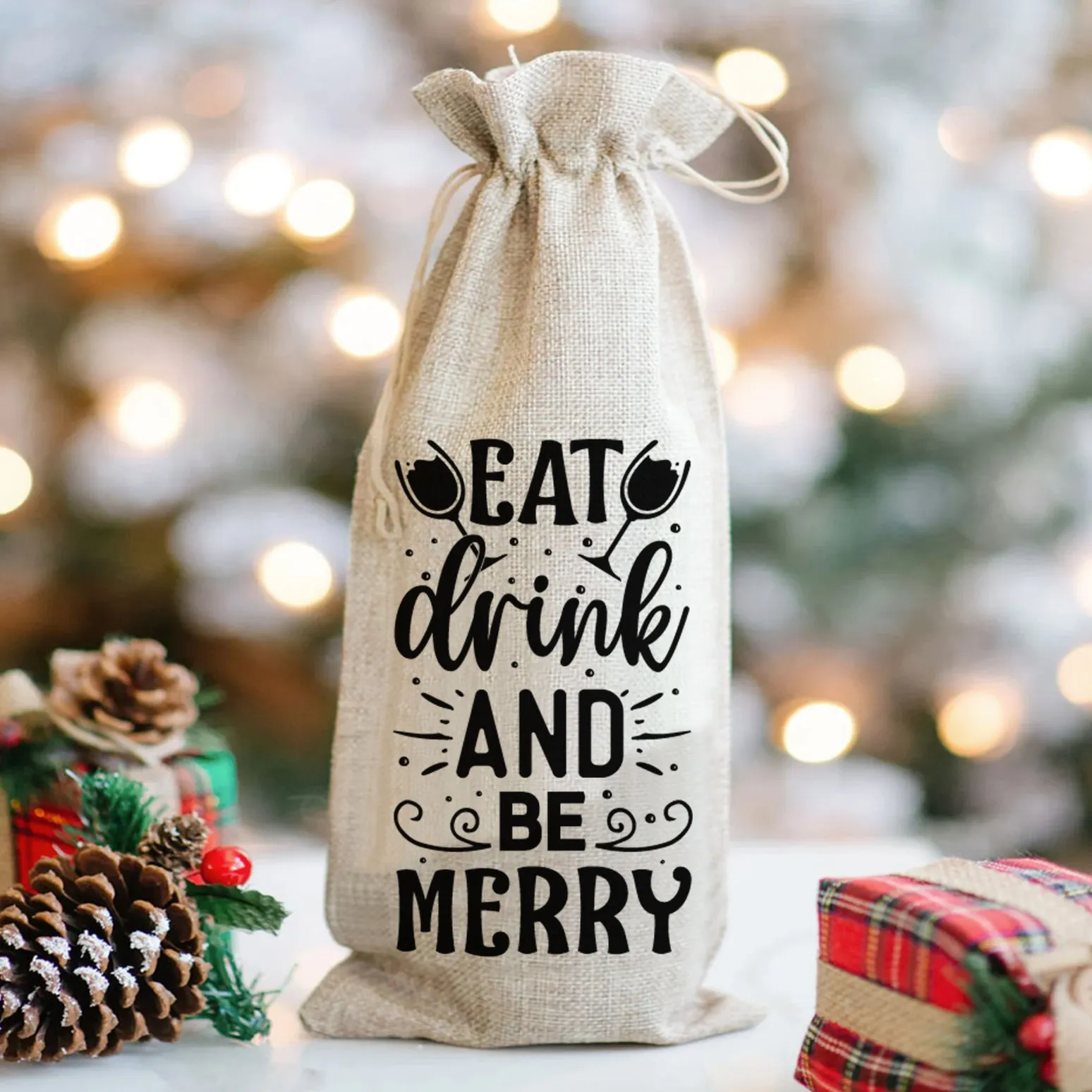 Eat Drink and Be Merry - Wine Bag